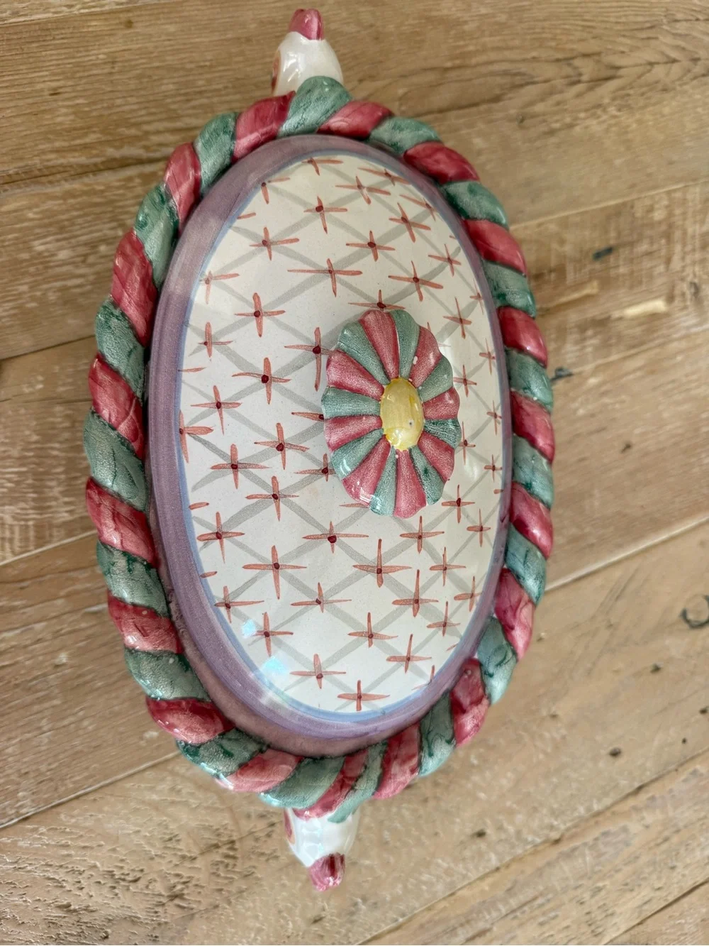 MacKenzie-Childs Piccadilly double-chicken covered casserole dish vintage